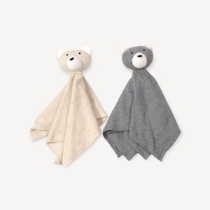 Bear Organic Baby Lovey Security Blanket Cuddle Cloth (2 colors)