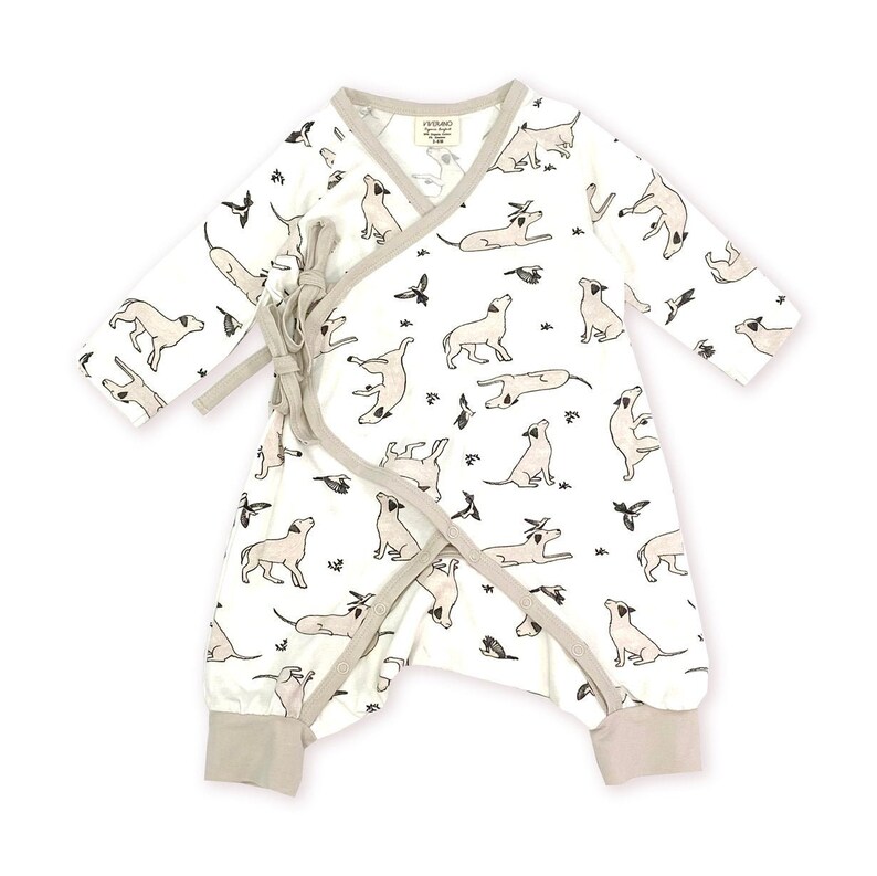 Organic Cotton Baby Kimono Romper Coverall DOG Print Super Etsy