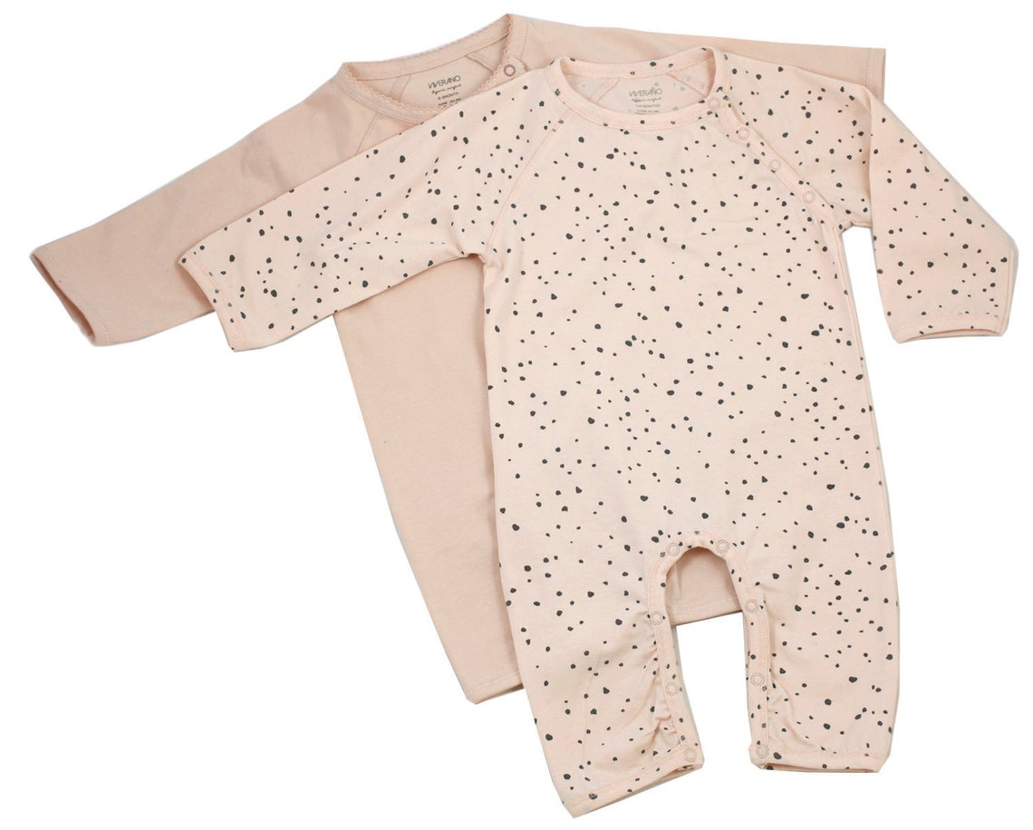 Organic Cotton Jersey Baby Romper Full Coverall SET of 2 Dot Etsy