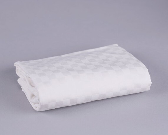 100% Organic Cotton Sateen Bedsheet Set (WHITE), CHECK Pattern, Silky Soft, Natural, Non-toxic, eco-friendly *SALE*