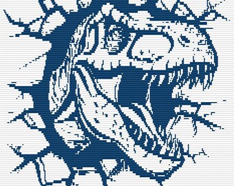 T Rex: patrón de crochet de mosaico con superposición digital