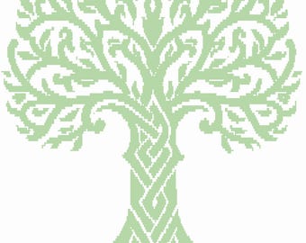 Árbol de nudos celtas: patrón de ganchillo de mosaico superpuesto digital