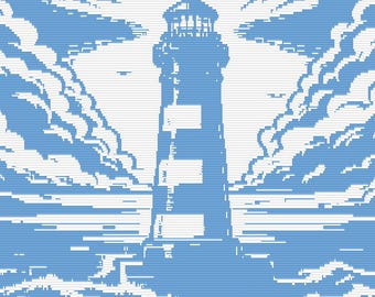 Latarnia morska (wzór na koc szydełkowy z mozaiką)