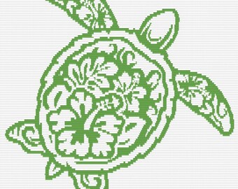 Tartaruga marina: schema digitale a mosaico all'uncinetto