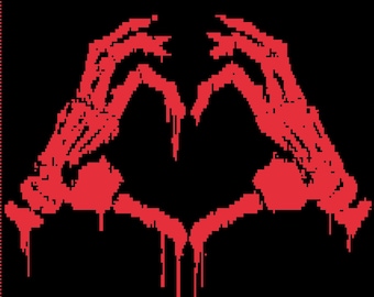 Un corazón sangrante: patrón de ganchillo de mosaico superpuesto digital