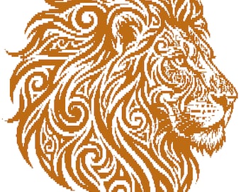León tribal: patrón de ganchillo de mosaico superpuesto digital