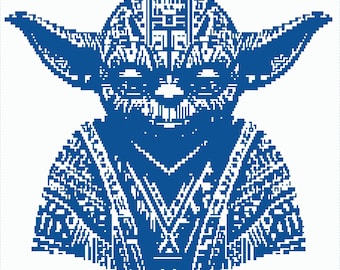 Alien humanoide anciano: patrón de ganchillo de mosaico superpuesto digital