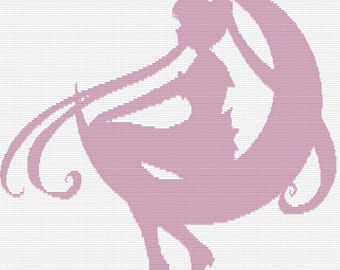 Anime Moon Girl: digital overlay mosaic crochet pattern