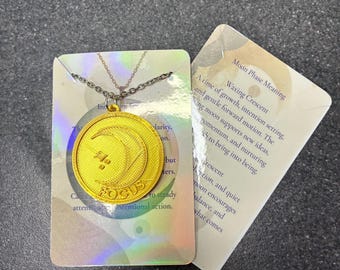 3D Printed Intention Coin Necklace – Moon Phase Charm for Focus, Calm & New Beginnings