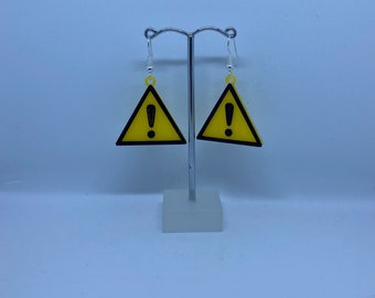 3D Printed Warning Symbol Earrings