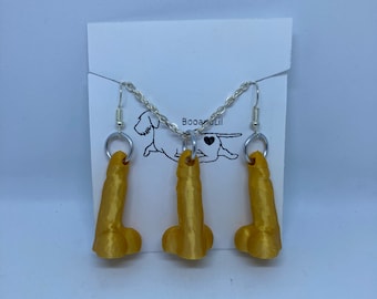 3D printed Penis Necklace and Earring, Willy earrings, joke earrings, hen night gift