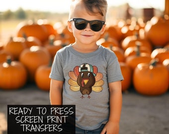 READY TO PRESS Screen Print Transfer | Boy Turkey Screen Print Transfer | Clear Film Full Color Transfer | Thanksgiving Screen Print