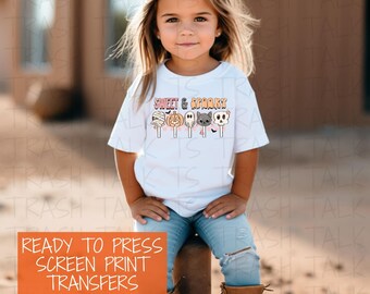 READY TO PRESS Screen Print Transfer | Sweet & Spooky Screen Print Transfer | Clear Film Full Color Transfer  Toddler Halloween Screen Print