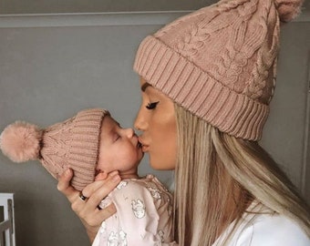 mom and baby beanies