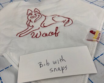 Embroidered baby bib with snaps  shipping included