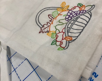 2 embroidered fall dish towels