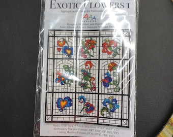 Exotic flowers,  Machine Embroidery exotic flowers 1,