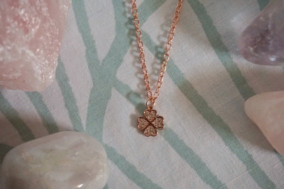Four Leaf Clover Charm With Chain Layered 40 Plus 5 Cm Etsy