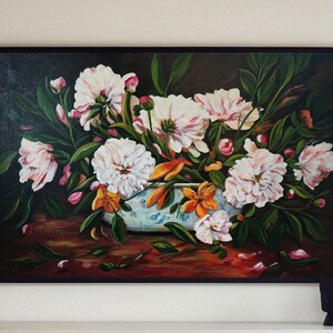 flower oil painting, canvas original painting , Floral painting, Blossom Flower bouquet, Painting wall art, gift for Women, oil painting,