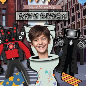 Editable TV Man Invitation Templates | Roblox Gamer Party Theme | TV Man Party Invitation | Skibidi Toilet Invitation