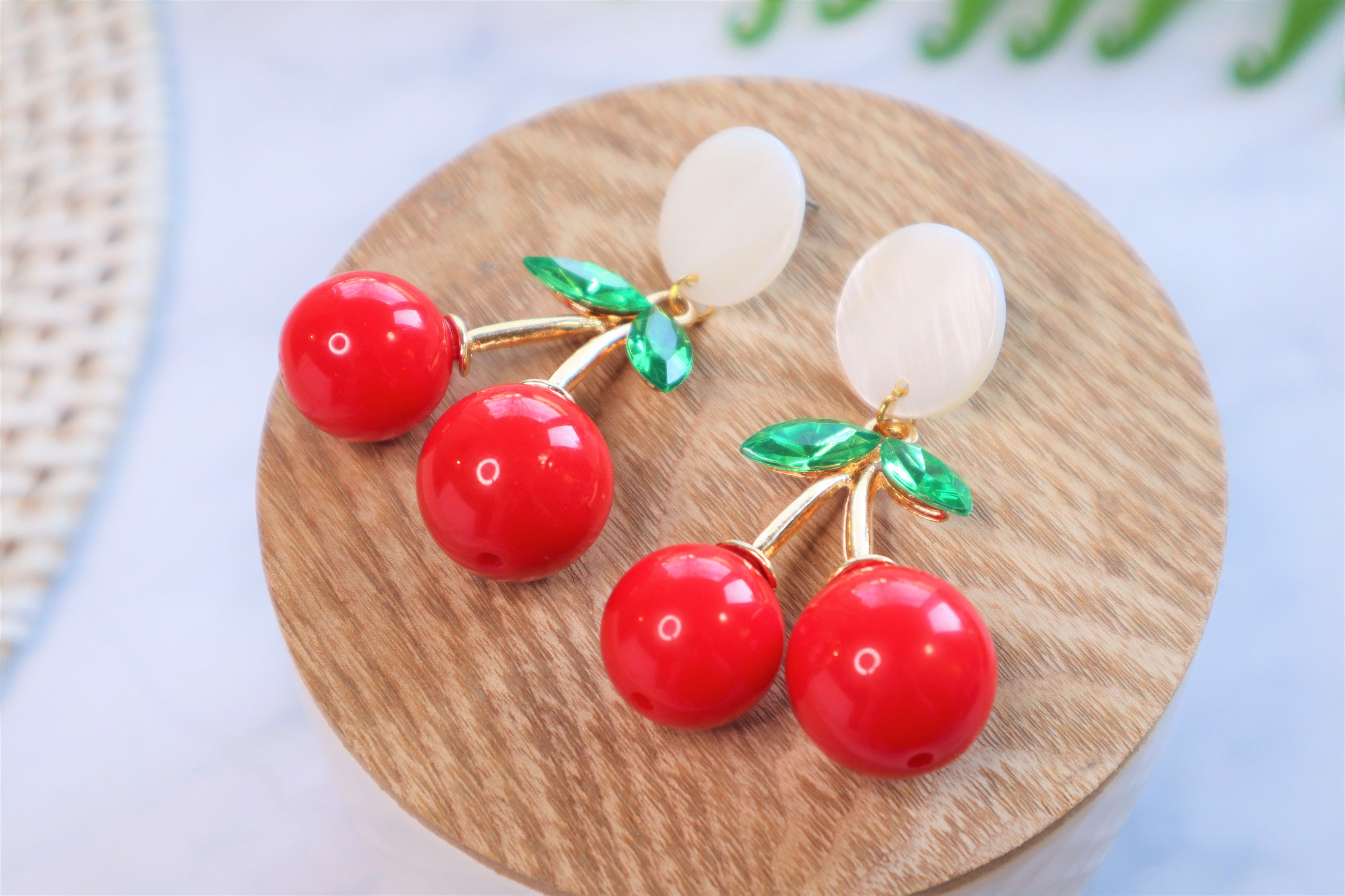 Cherries earrings Cherry Earrings Statement Earrings Etsy