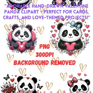 Clipart Valentine Panda - Perfeito para cartões, artesanato e projetos com temas de amor