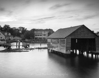 Abandoned Boat House,  fine art print, nyc, long exposure, Water, New York, Ocean, Beach photo, Wall art, black and white photo