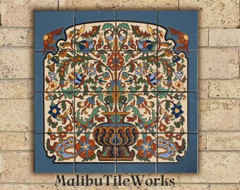 Flowering Urn - Art Tile Mural - Unmounted