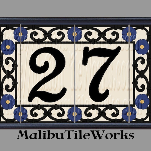 House Numbers Address Tiles Cottage Style Hexflower Design Etsy