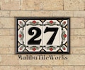 House Numbers Address Tiles Framed Set Custom Address Tiles Sign Hand Glazed Ceramic - Cottage Style, Hex-Flowers