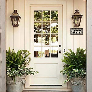 House Numbers Address Tiles Framed Set Custom Address Tiles Sign Hand Glazed Ceramic Cottage Style, Hex-Flowers image 2