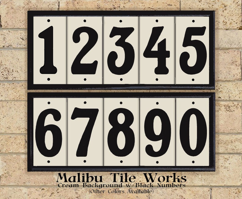 House Numbers Address Tiles Set Vintage French Country Farmhouse Style image 1