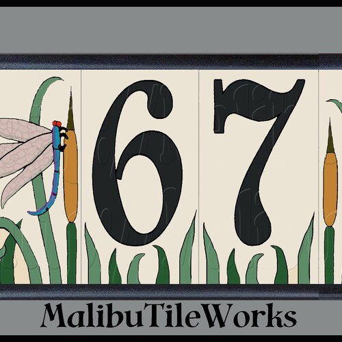 Dragonfly House Numbers Set Address Ceramic Tiles Framed Set Etsy