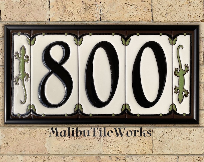 Framed Set Decorative Tile House Number, Decorative Address Tiles