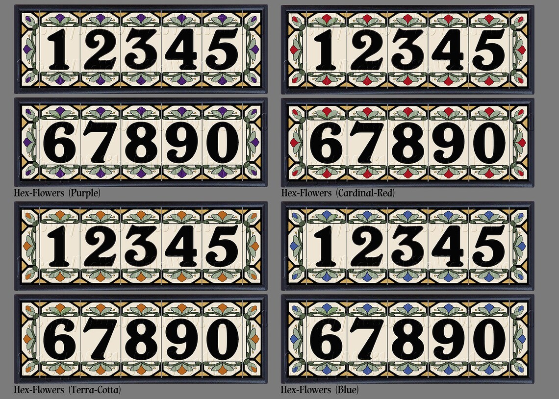 House Numbers Address Tiles Framed Set Custom Address Tiles | Etsy