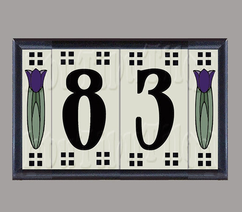 Craftsman House Numbers Tiles Custom Hand Glazed Tulip Image 0