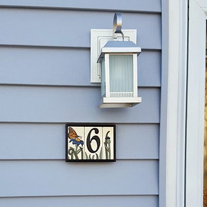 House Numbers Butterfly Tiles Ceramic Framed Set - Address Tiles ...
