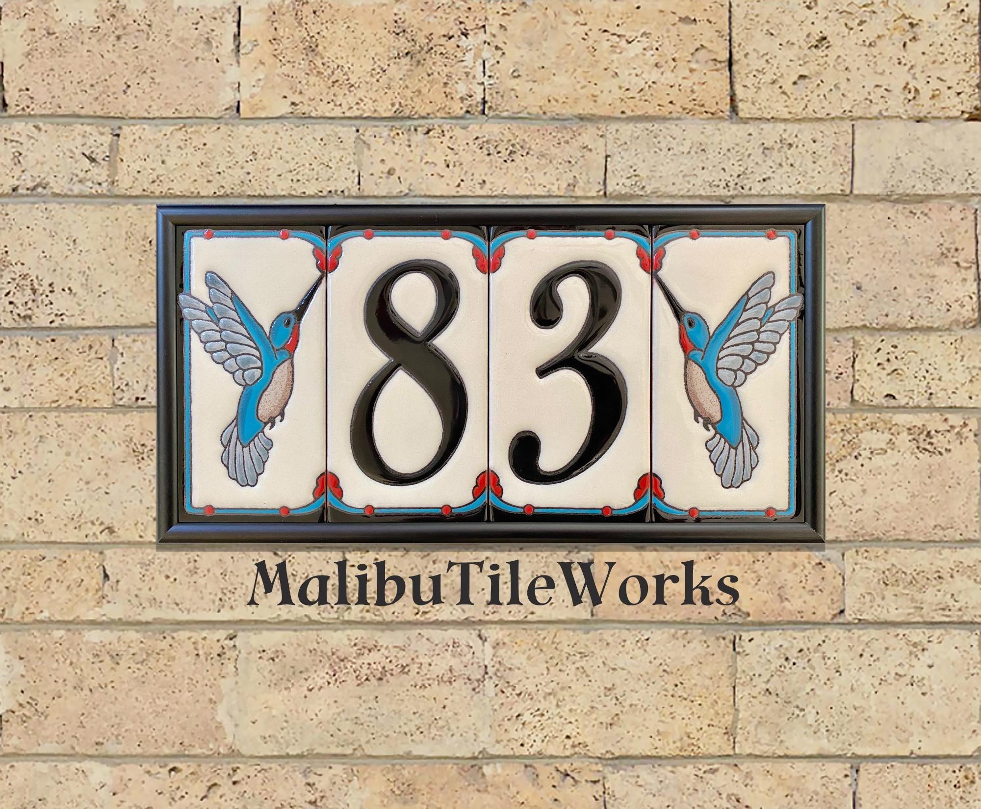 Hummingbird Deco House Numbers Address Tiles Framed Set Custom Street ...