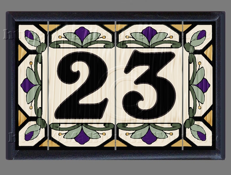 House Numbers Custom Address Tiles Sign Hand Glazed Ceramic Image 0