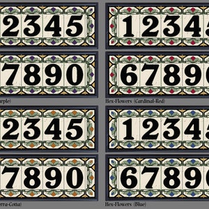 House Numbers Address Tiles Framed Set Custom Address Tiles Sign Hand Glazed Ceramic Cottage Style, Hex-Flowers image 9