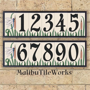 Dragonfly House Numbers Set - Address Ceramic Tiles Framed Set - Etsy