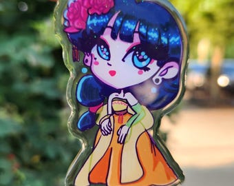 Maomao Dance (Gelb) Glitter Schlüsselanhänger