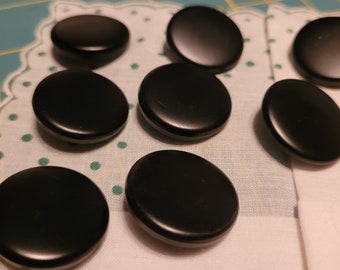 8 vintage Czech Black Glass Buttons