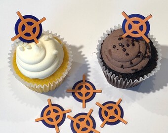 Target Inspired by Nerf Cupcake Toppers (1 Doz)
