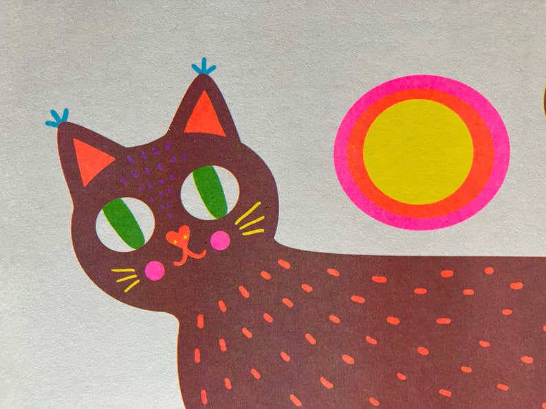 Walking Cat in Motion Risograph image 2