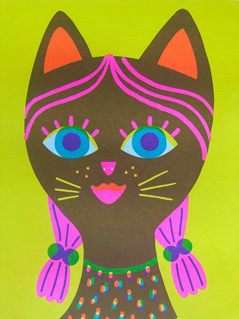 Cat Girl Riso Print image 3