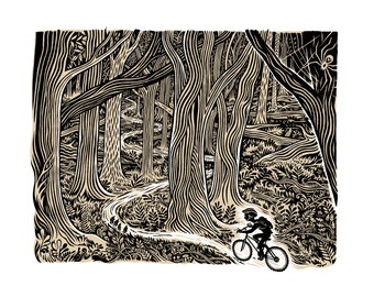 Bike Trail in the Woods Limited Edition Giclee Art Print