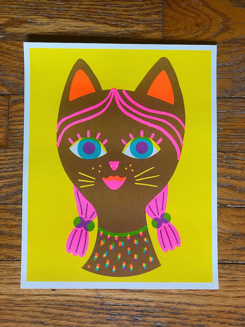 Cat Girl Riso Print image 1