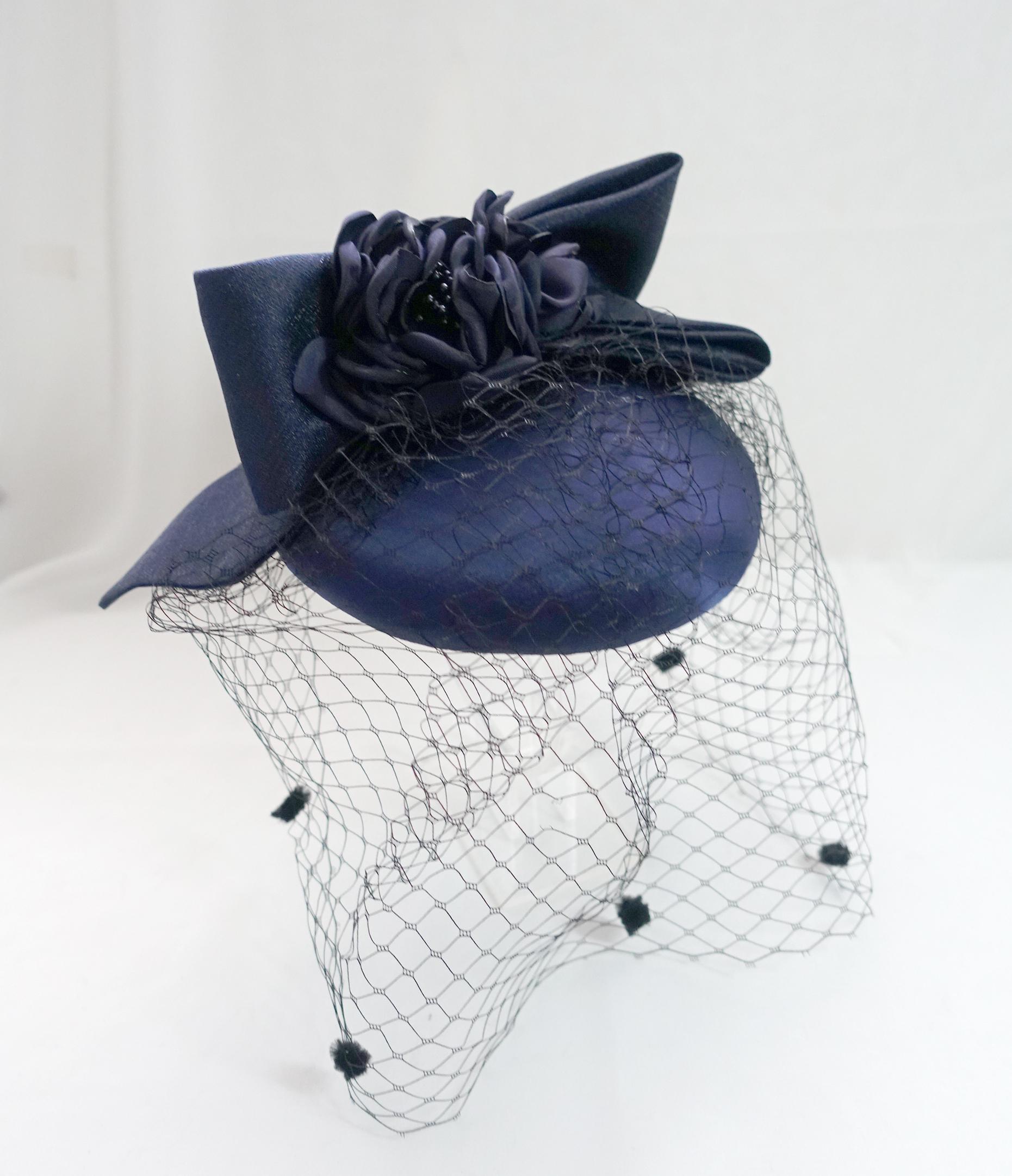 8733 Blue Fascinator Hat, Pill Box Hats For Women, Blue Pillbox Hat - Etsy main image 2