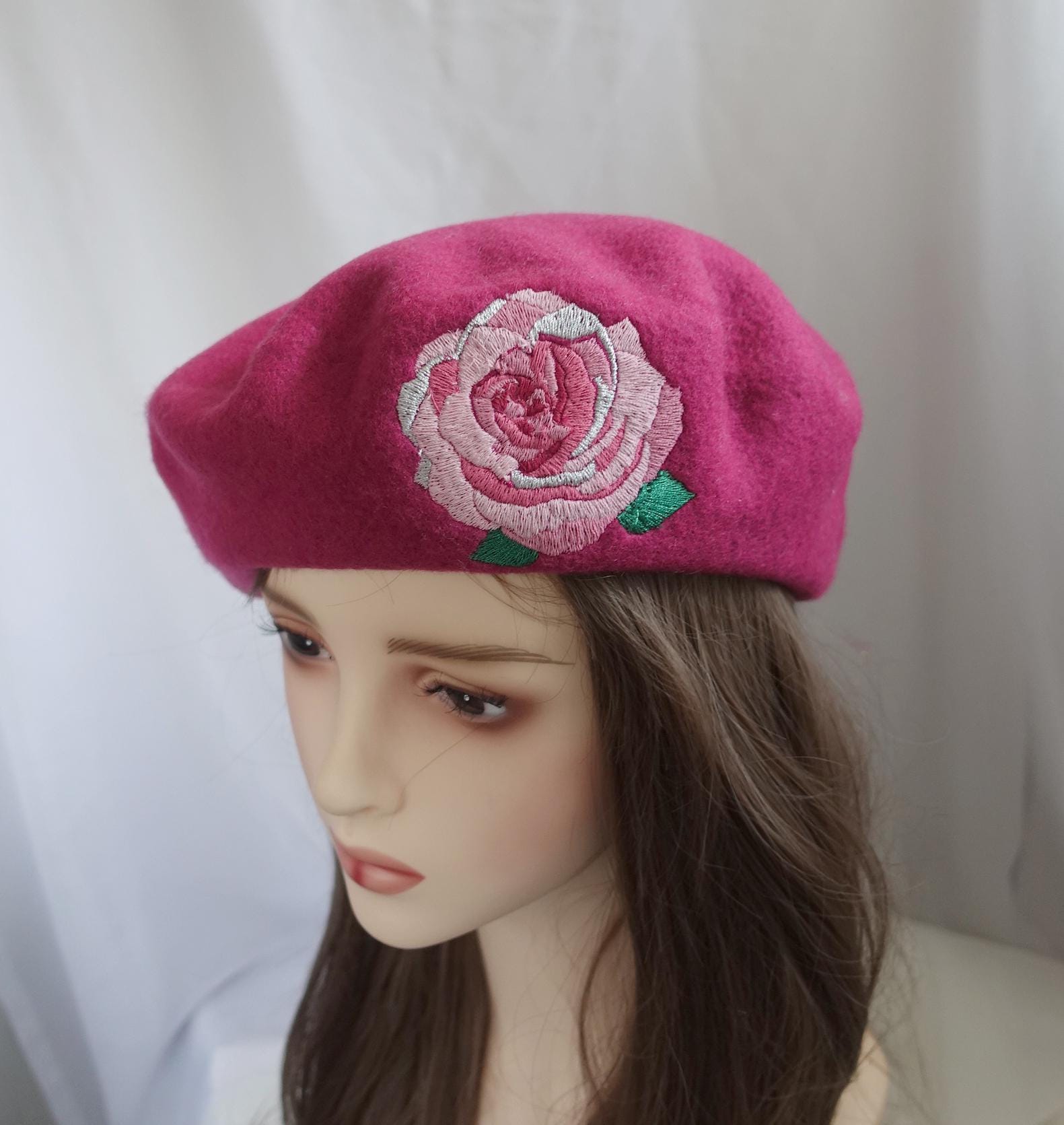 Rose Pink Wool Nylon Beret Delicate Feminine Accent Wool Beret Women main image 3